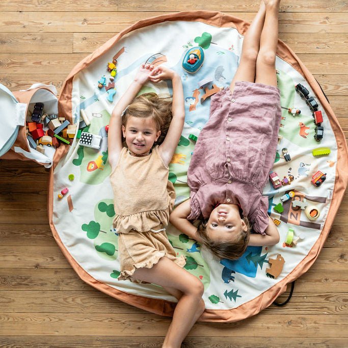 2-in-1 Spielmatte und Aufbewahrungskorb Zoo