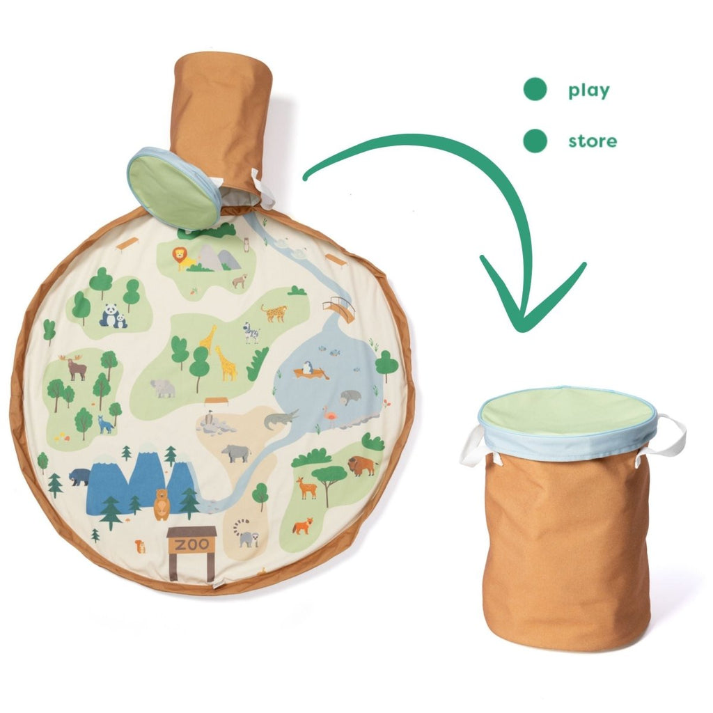 2-in-1 Spielmatte und Aufbewahrungskorb Zoo - Little Baby Pocket