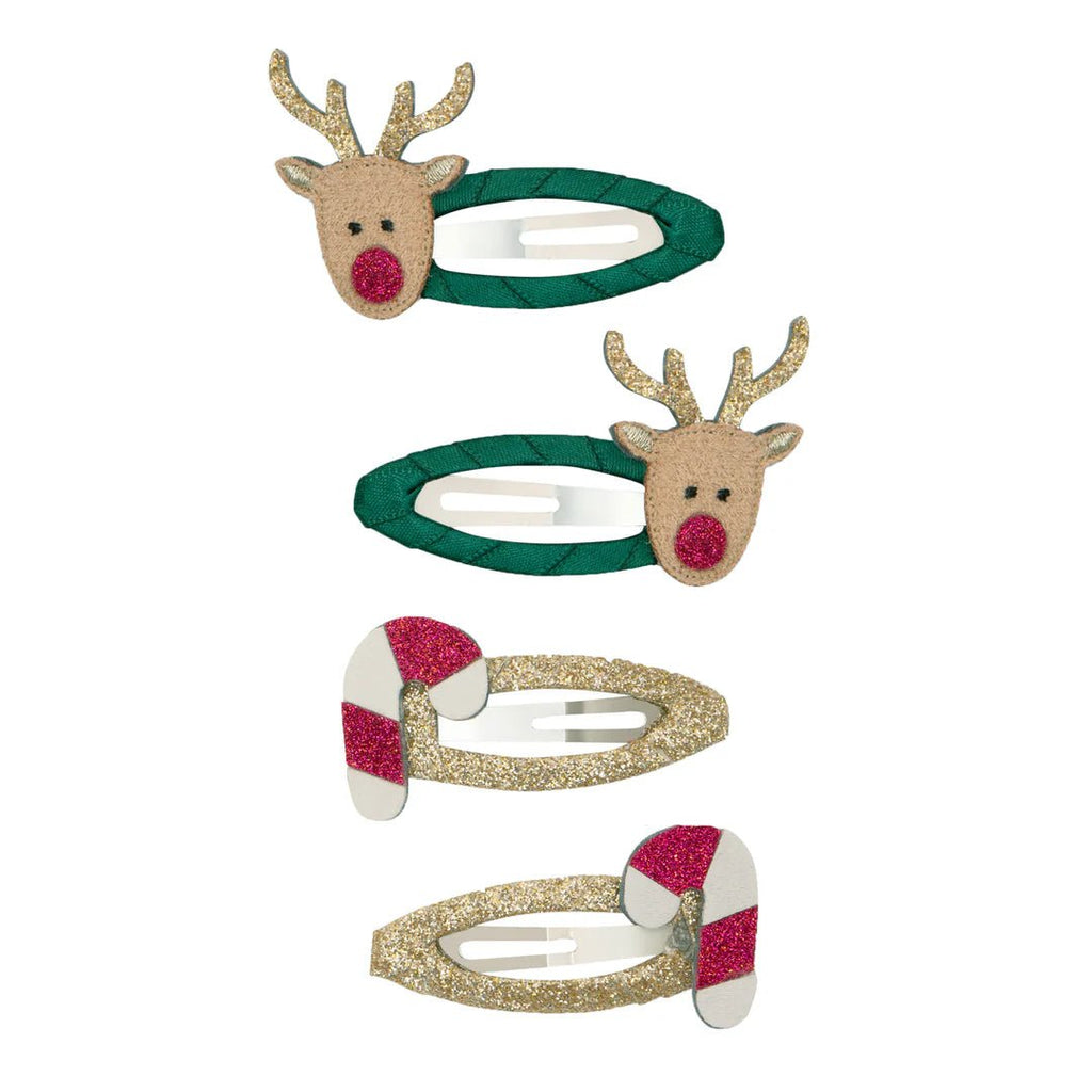4er Set Haarspangen Rudolph & Candy Cane - Little Baby Pocket