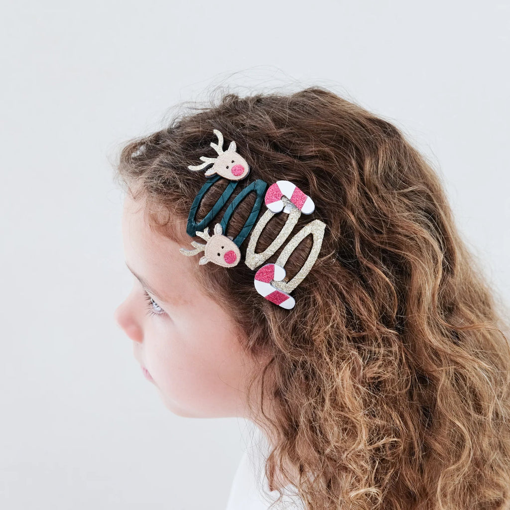 4er Set Haarspangen Rudolph & Candy Cane - Little Baby Pocket