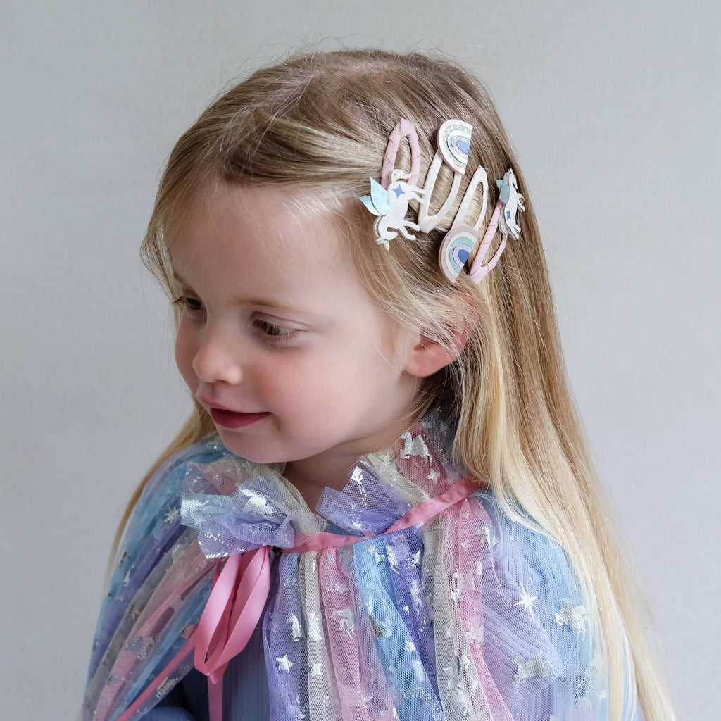4er Set Haarspangen Winged Unicorn & Rainbow - Little Baby Pocket