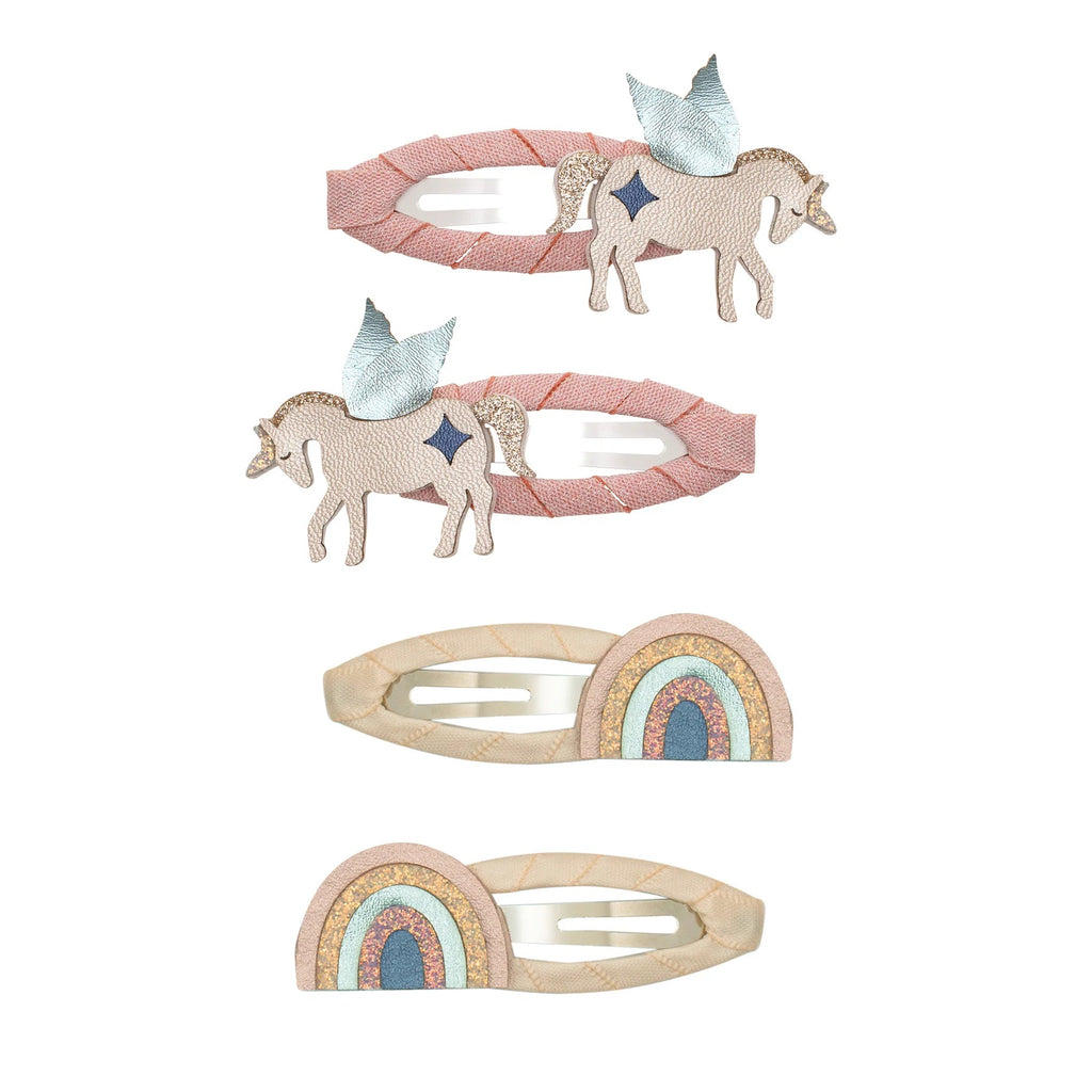 4er Set Haarspangen Winged Unicorn & Rainbow - Little Baby Pocket