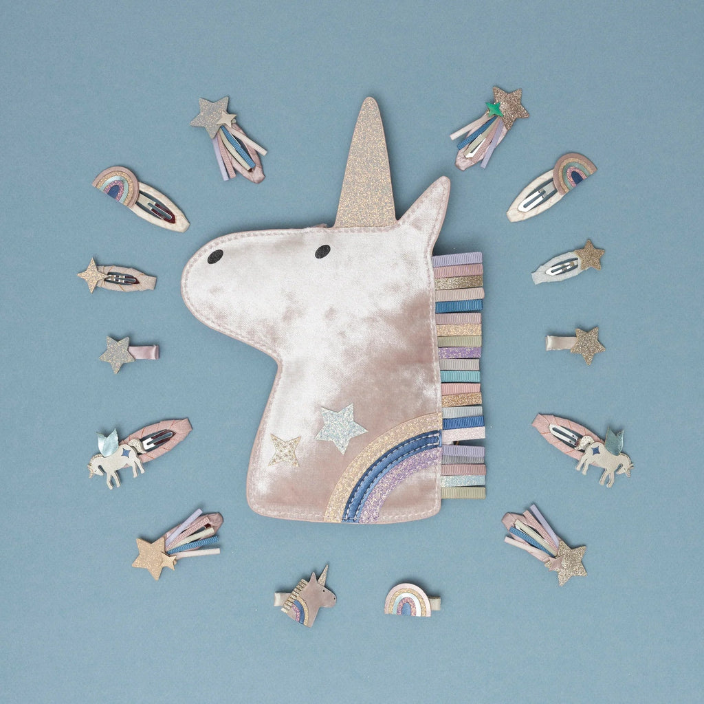 4er Set Haarspangen Winged Unicorn & Rainbow - Little Baby Pocket