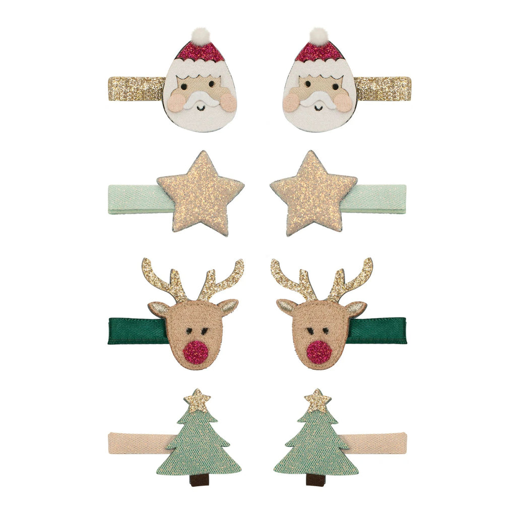 8er Set Haarspangen Santa & Rudolph - Little Baby Pocket