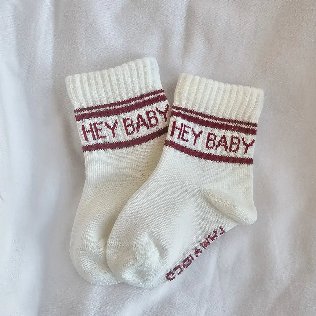 Baby Socken HEY BABY burgundy – Famvibes - Little Baby Pocket