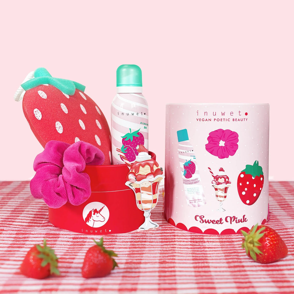 Inuwet - Bad & Dusche Geschenkset "Sweet Pink Strawberry"