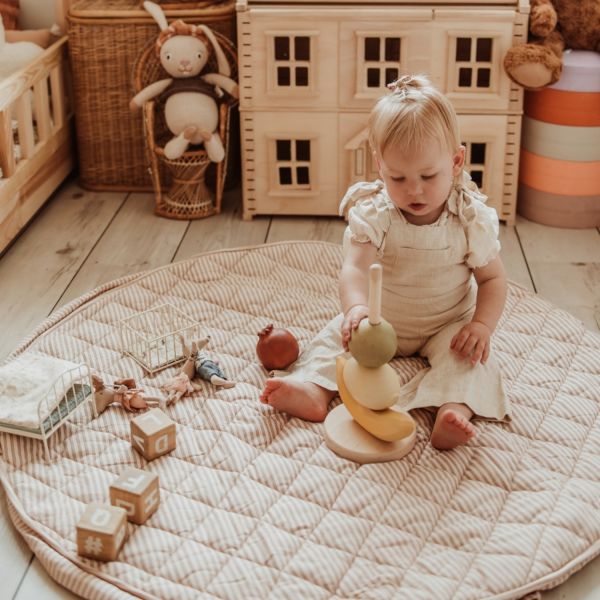 Bio Spielmatte/Spielzeugsack "Stripes Brown" - Little Baby Pocket