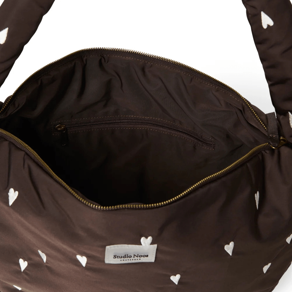 Braun Hearts Puffy - Umhängetasche - Little Baby Pocket