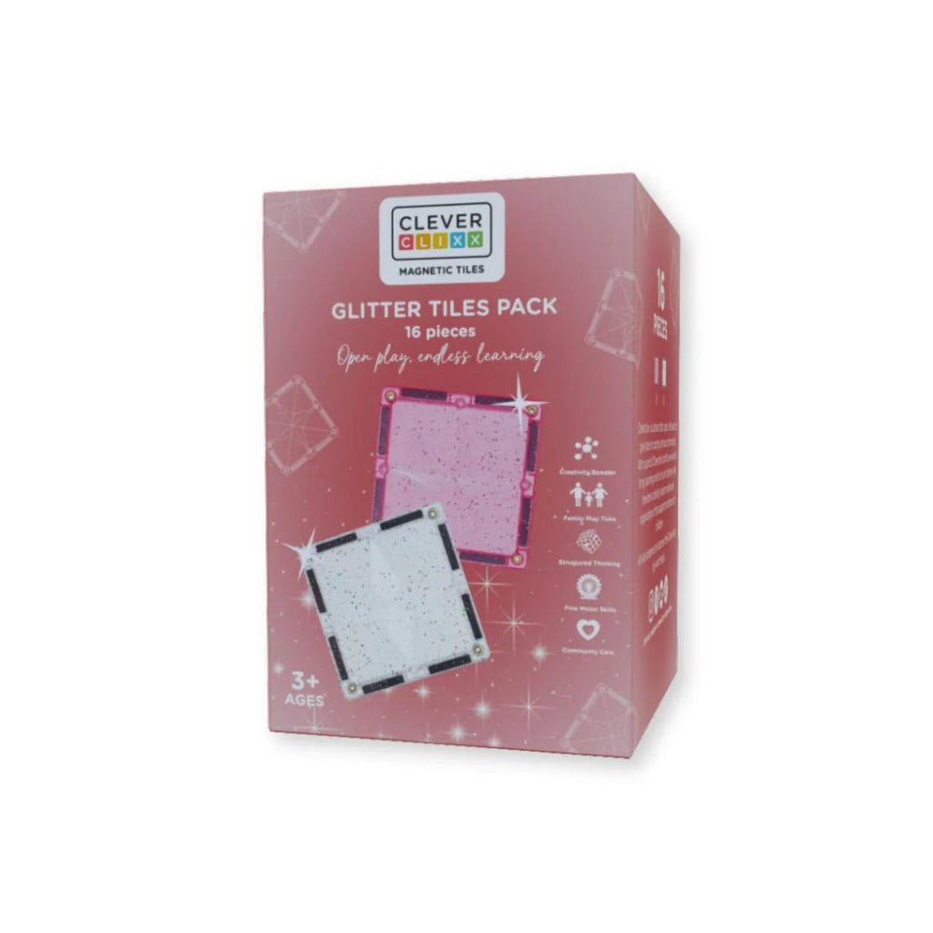 Cleverclixx - Cleverclixx Glitter Tiles Pack Transparent/Rosa – 16 teile