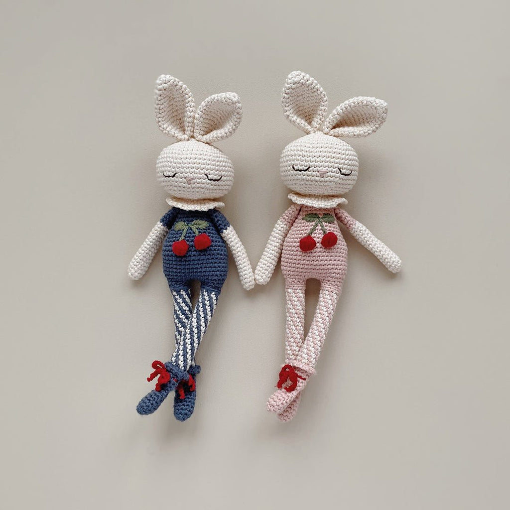 Crochet Britney Bunny Cherry Blossom indigo blue - Little Baby Pocket