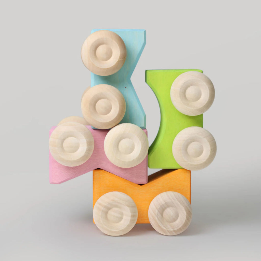 Grimm’s Stapelautos Holz – Rollende Bau - und Stapelspielzeuge - Little Baby Pocket