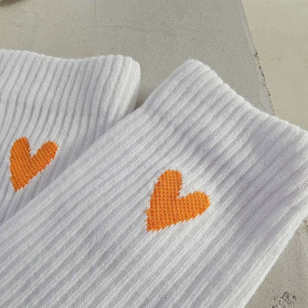 Heart Socken- weiss/orange - Little Baby Pocket
