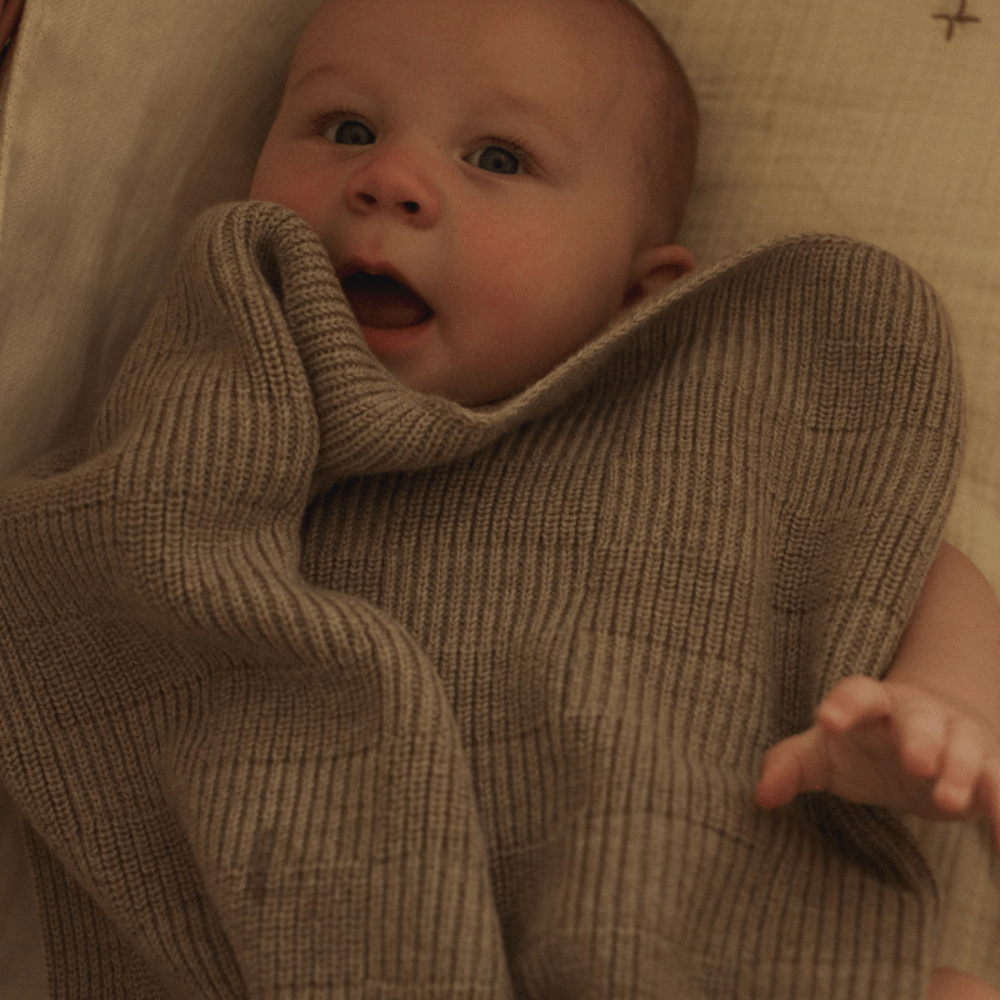 hvid-Hvid Babydecke Ivy aus Wolle für Babys
