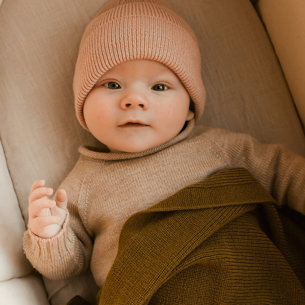 hvid-Hvid Merino Newborn Beanie Fonzie