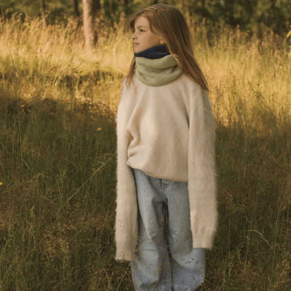 Hvid Rundhalsschal Tube Gigi 100% Merinowolle - Little Baby Pocket