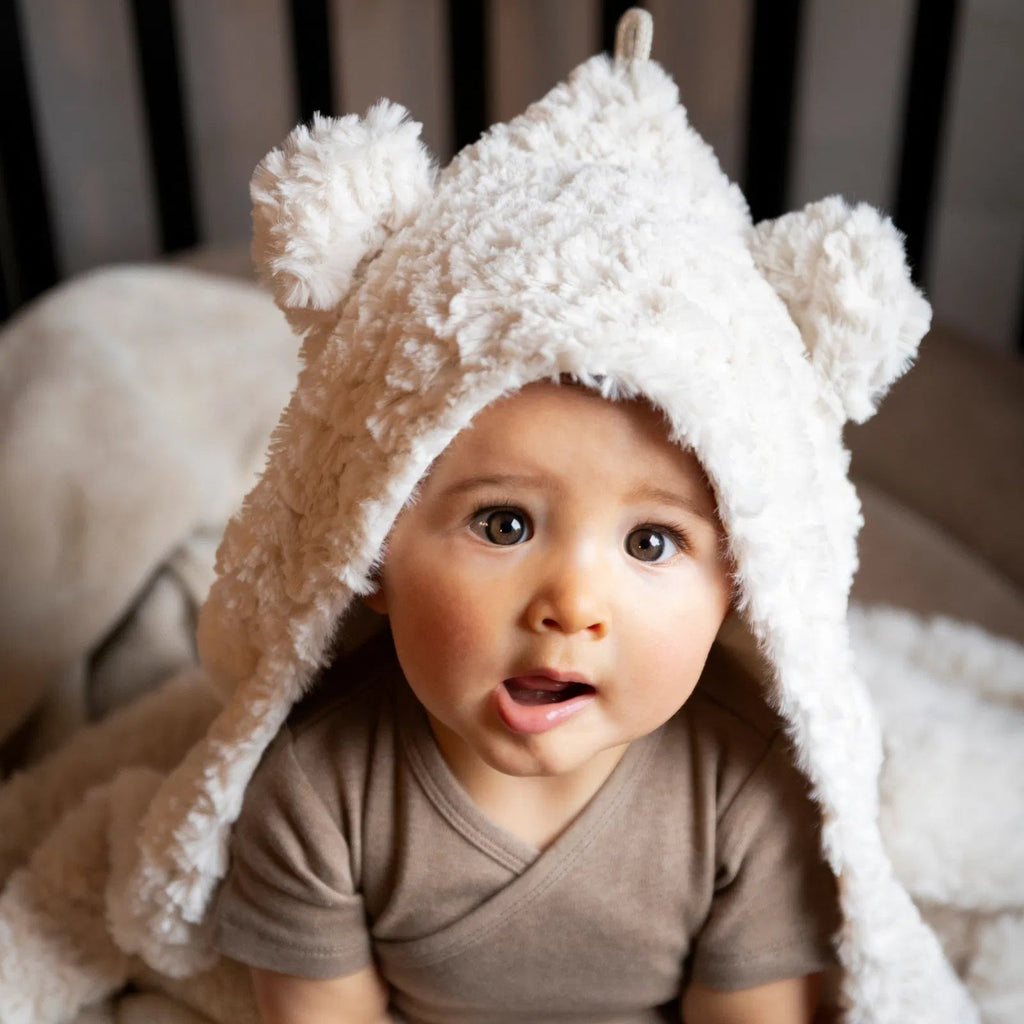 Kapuzendecke Snow Wolweiß - mit Ohren - Little Baby Pocket