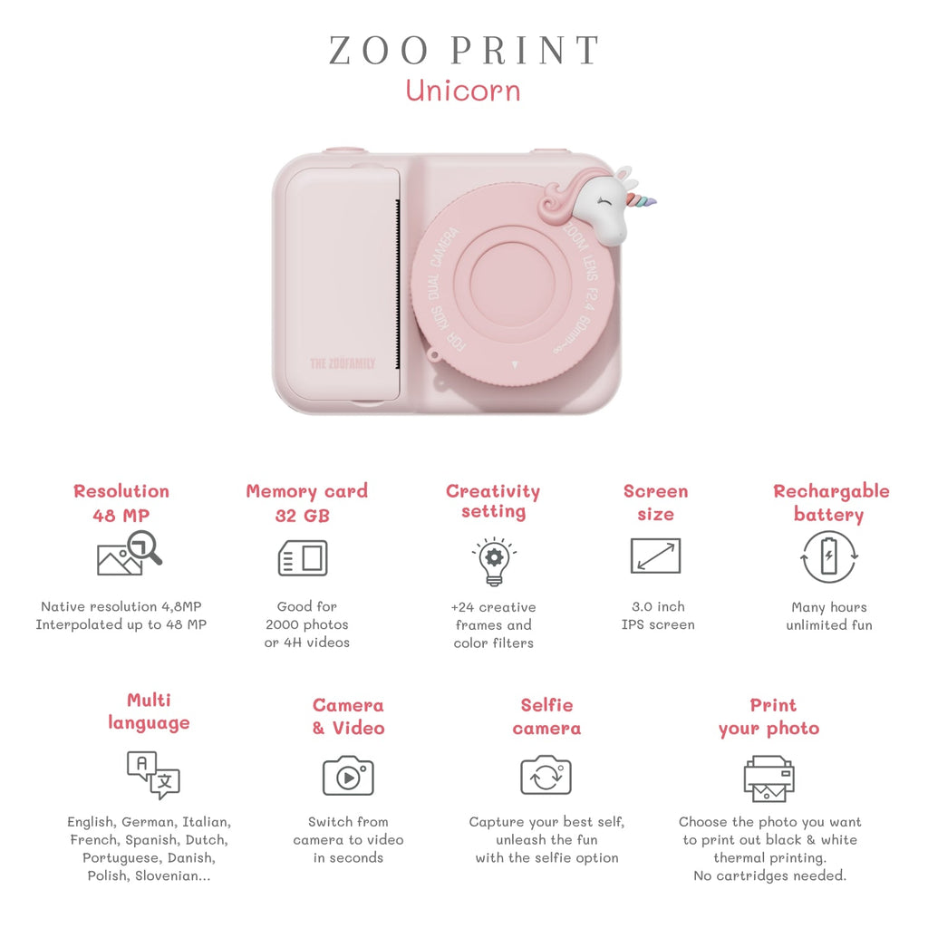 The Zoofamily - Kinder - Sofortbildkamera Zoo Print Einhorn