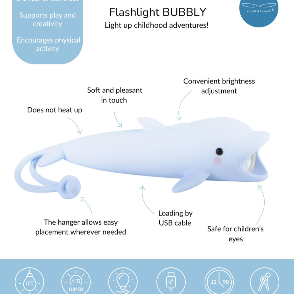 Kinder Taschenlampe Delfin BUBBLY - Little Baby Pocket
