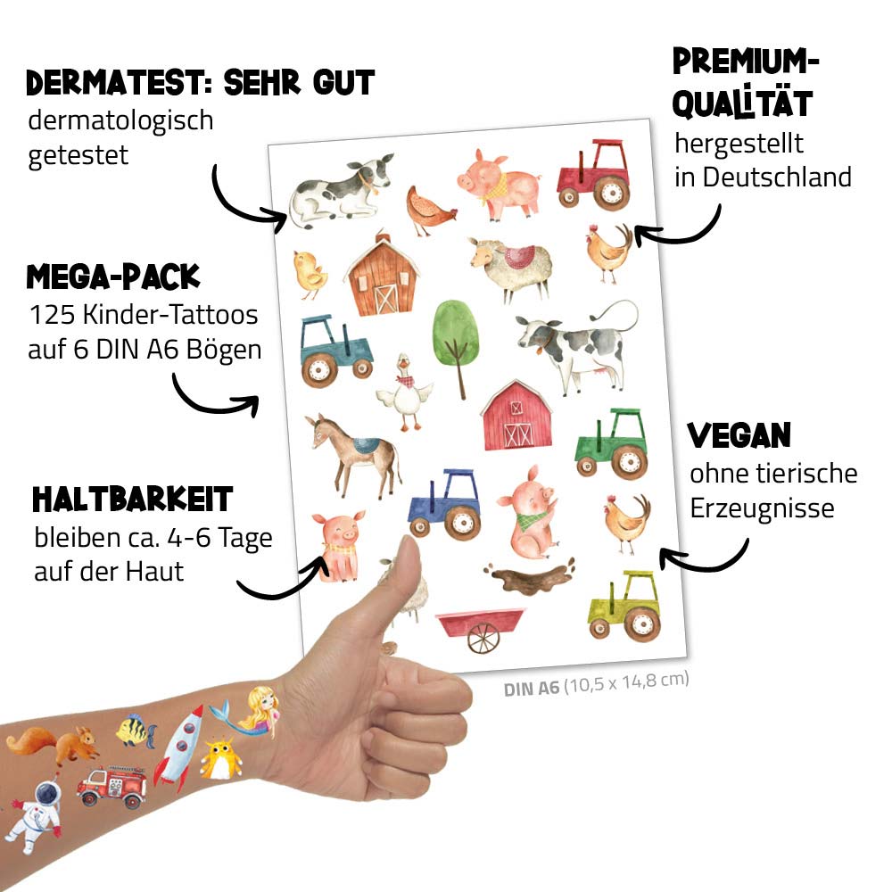 Happy Tatts - Kinder - Tattoos "Muh & Mäh" (48 Stk.)