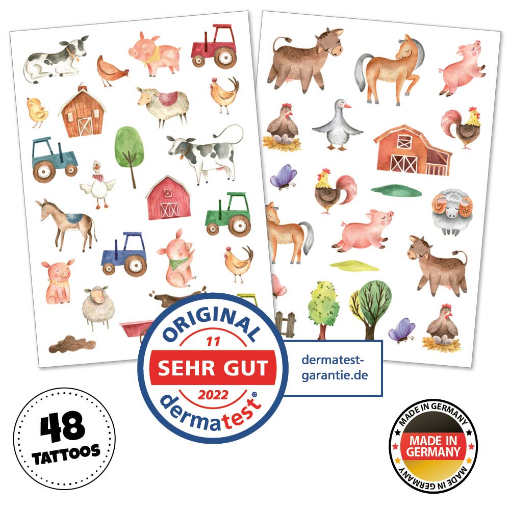 Happy Tatts - Kinder - Tattoos "Muh & Mäh" (48 Stk.)