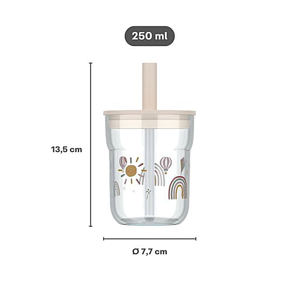 Mepal - Kinder - Trinkglas Mepal Mio 250 ml mit Strohhalm - Forest Friends