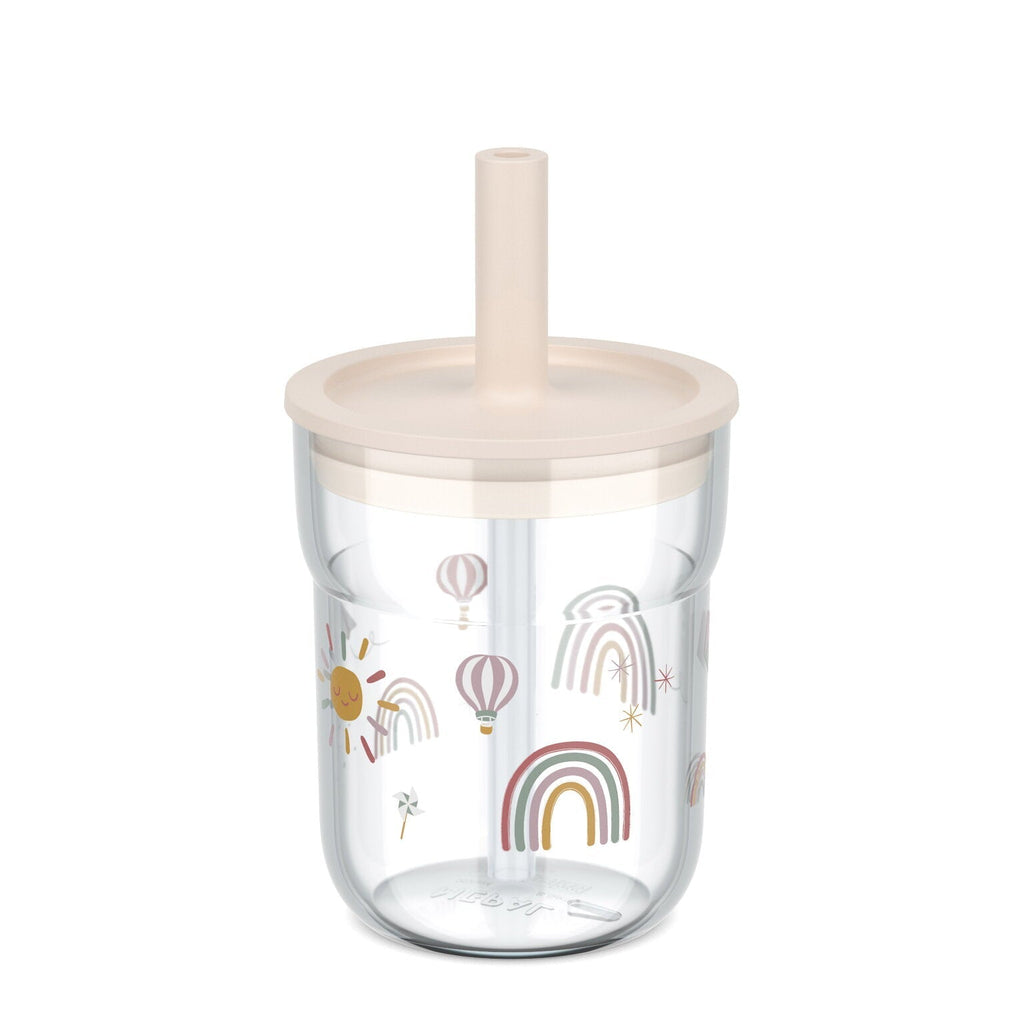 Mepal - Kinder - Trinkglas Mepal Mio 250 ml mit Strohhalm - Sunshine & Rainbow