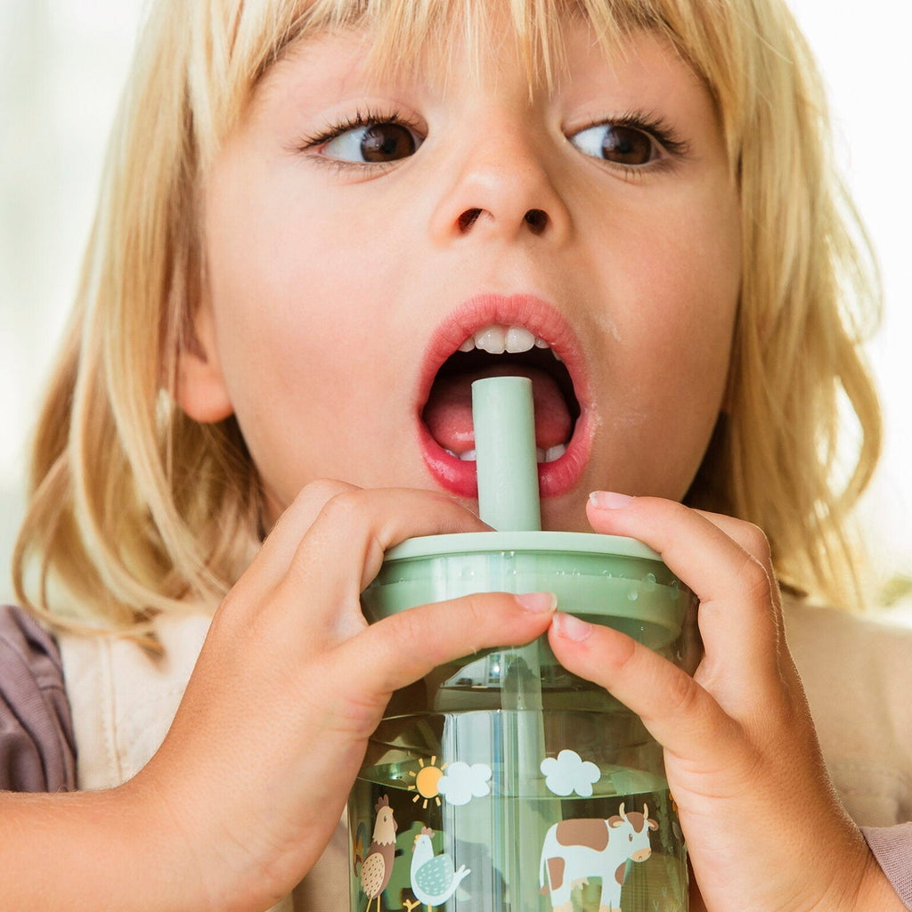 Mepal - Kinder - Trinkglas Mepal Mio 250 ml mit Strohhalm - Sunshine & Rainbow