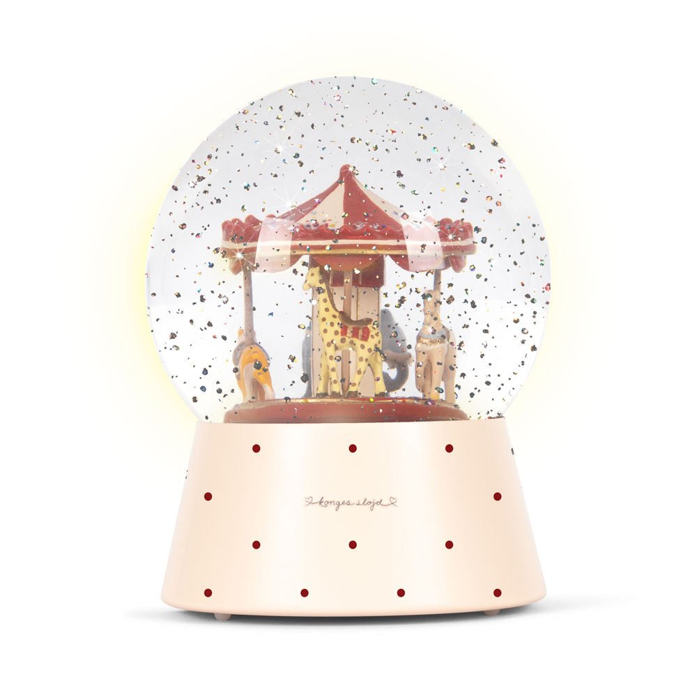 Konges Sløjd Glitzer Schneekugel mit Karussell & LED - Licht - Little Baby Pocket