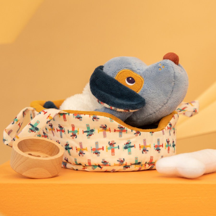 Kuscheltier Hund Jules mit Korb & Zubehör – Lilliputiens - Little Baby Pocket