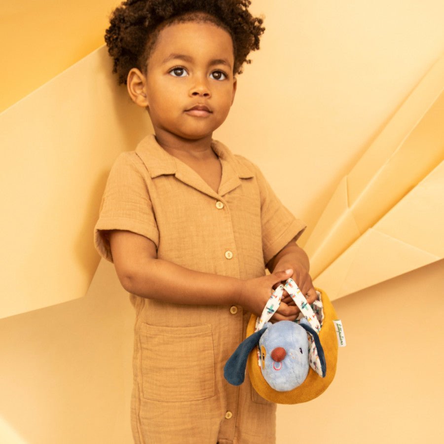 Kuscheltier Hund Jules mit Korb & Zubehör – Lilliputiens - Little Baby Pocket