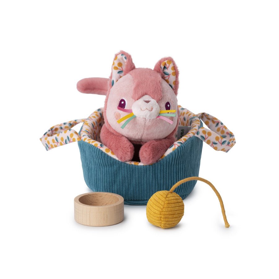 Kuscheltier Katze Jeanne mit Korb & Zubehör – Lilliputiens - Little Baby Pocket