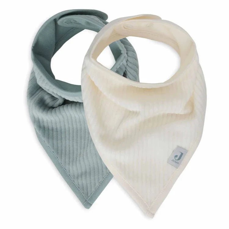 Lätzchen Halstuch "Bandana Velvet Rib - Sea Green/Ivory - 2 Stück" - Little Baby Pocket