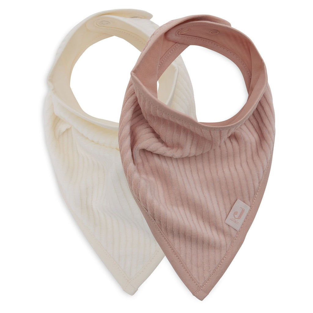 Lätzchen Halstuch "Bandana Velvet Rib - Wild Rose/Ivory - 2 Stück" - Little Baby Pocket