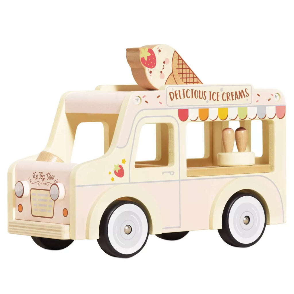 Le Toy Van Eiscremewagen – Holzspielzeug mit Sticker & Klappdach - Little Baby Pocket