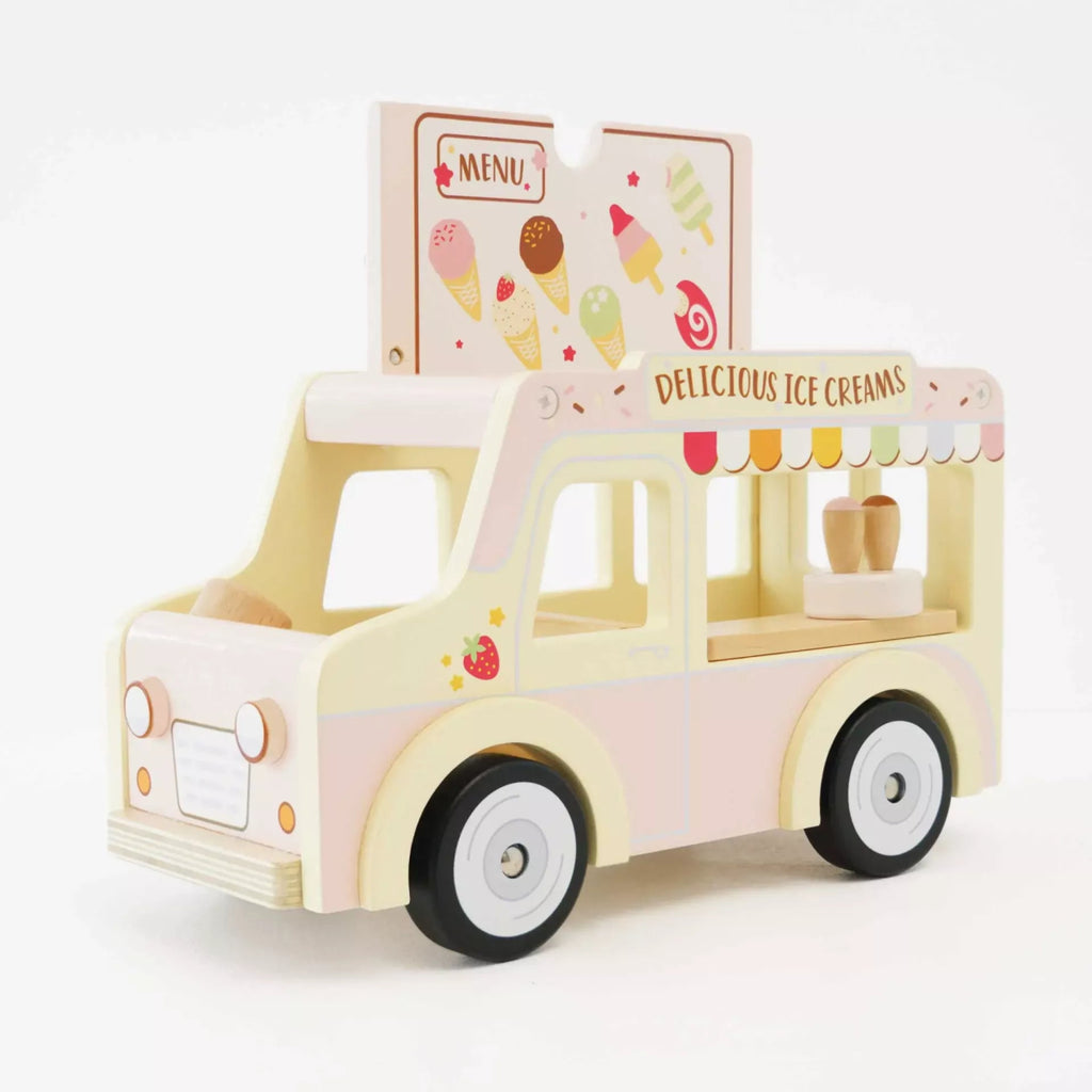 Le Toy Van Eiscremewagen – Holzspielzeug mit Sticker & Klappdach - Little Baby Pocket