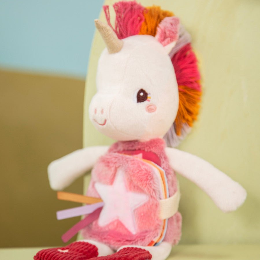 Leuchtendes Einhorn Lena Kuscheltier mit Stoffbuch - Little Baby Pocket