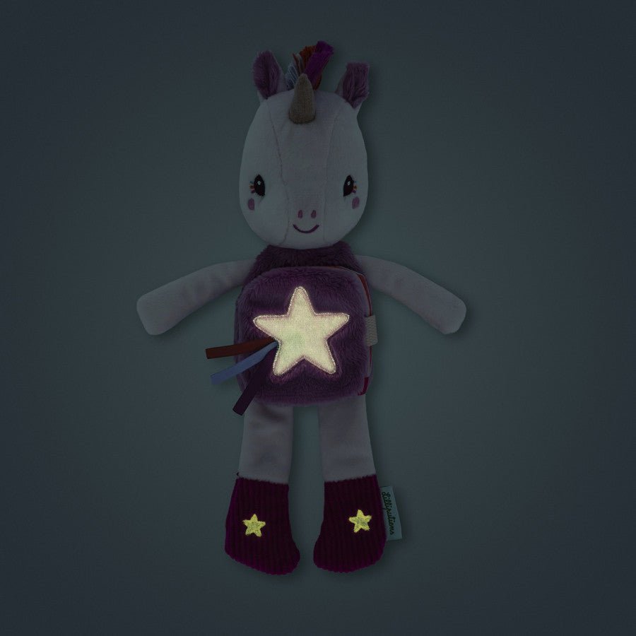 Leuchtendes Einhorn Lena Kuscheltier mit Stoffbuch - Little Baby Pocket