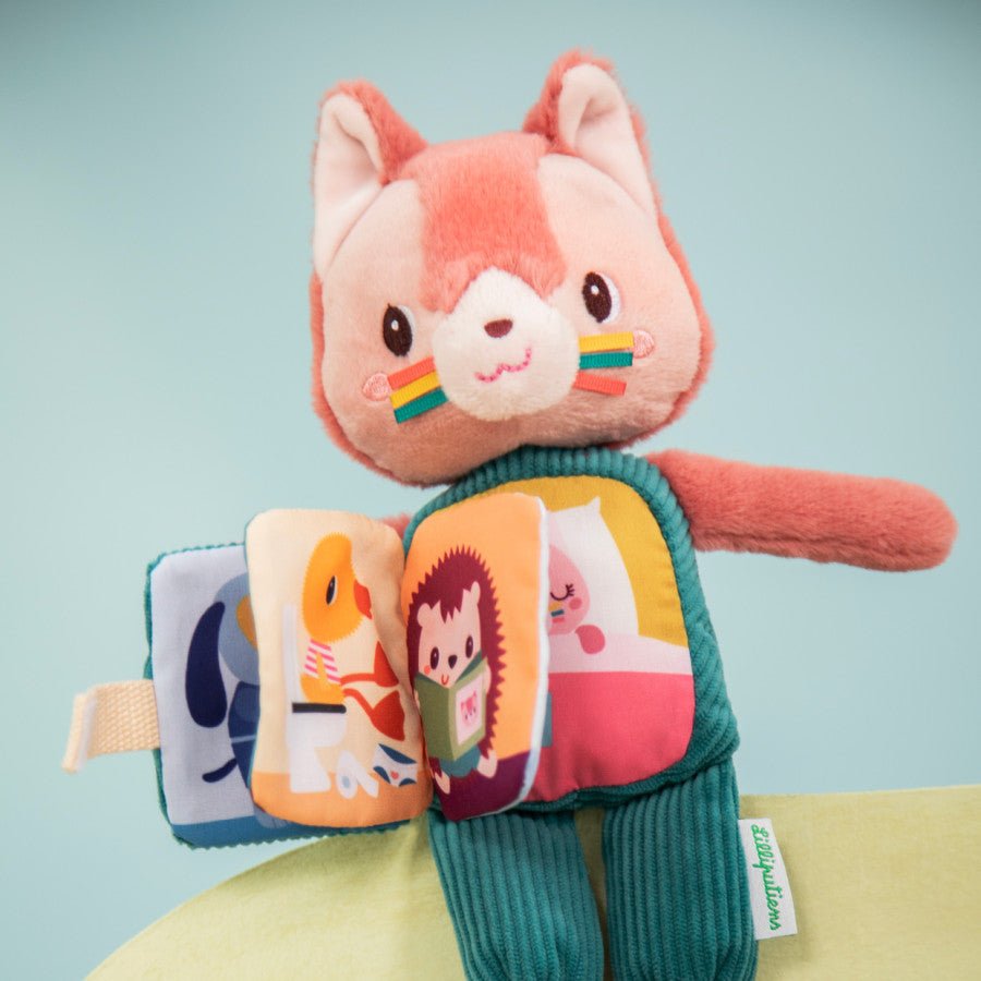 Leuchtendes Katze Jeanne Kuscheltier mit Stoffbuch - Little Baby Pocket