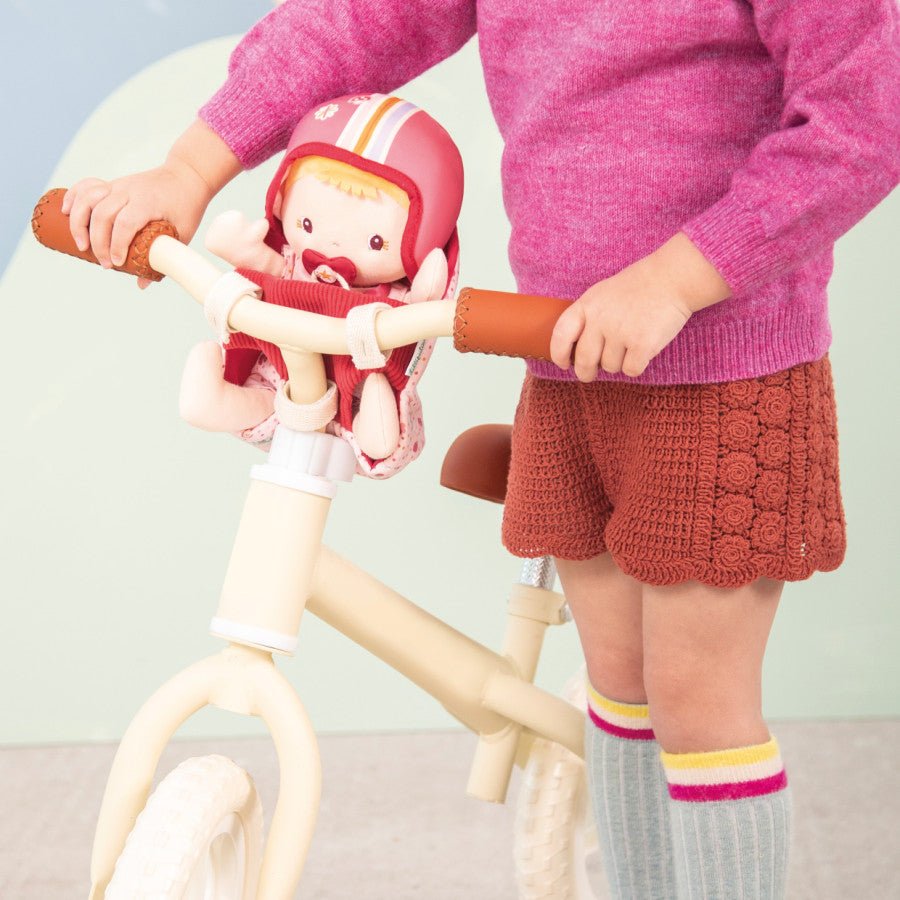 Lilliputiens Lena Stoffpuppe mit Fahrradsitz, Helm & Zubehör - Little Baby Pocket