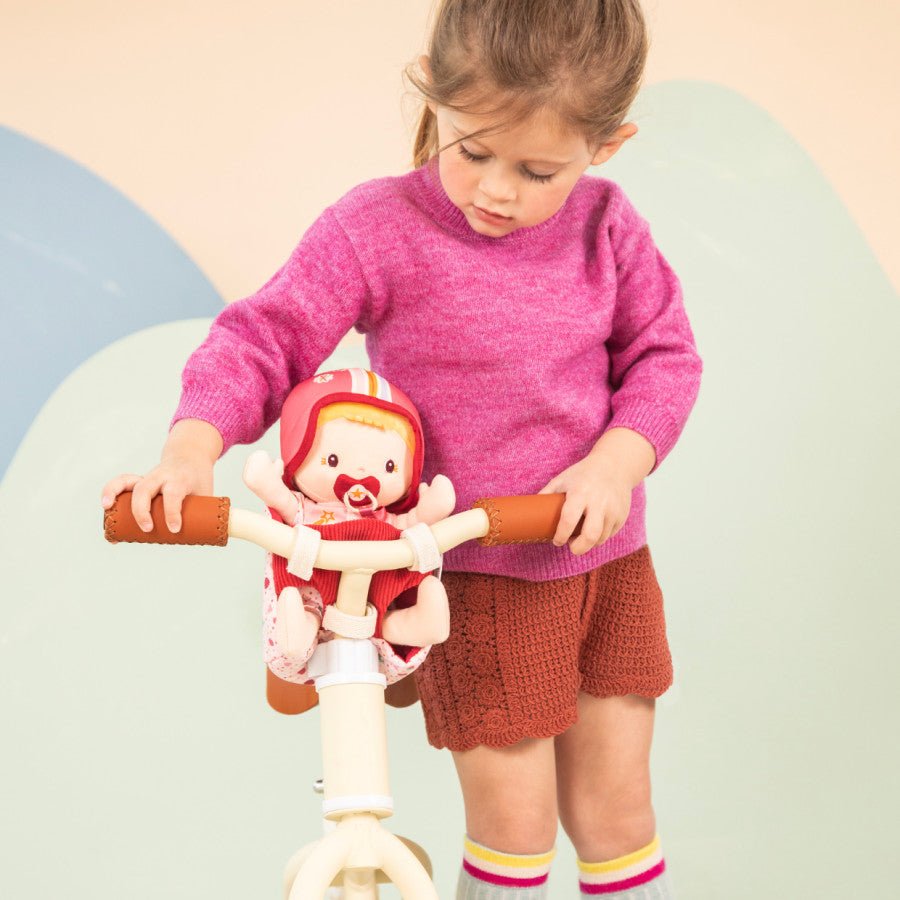 Lilliputiens Lena Stoffpuppe mit Fahrradsitz, Helm & Zubehör - Little Baby Pocket