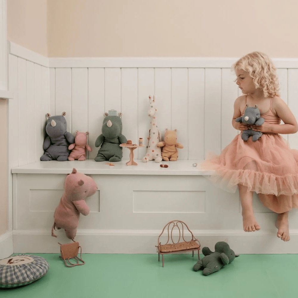 Maileg Safari Friends Nilpferd Klein Cremegelb Kuscheltier 22cm - Little Baby Pocket