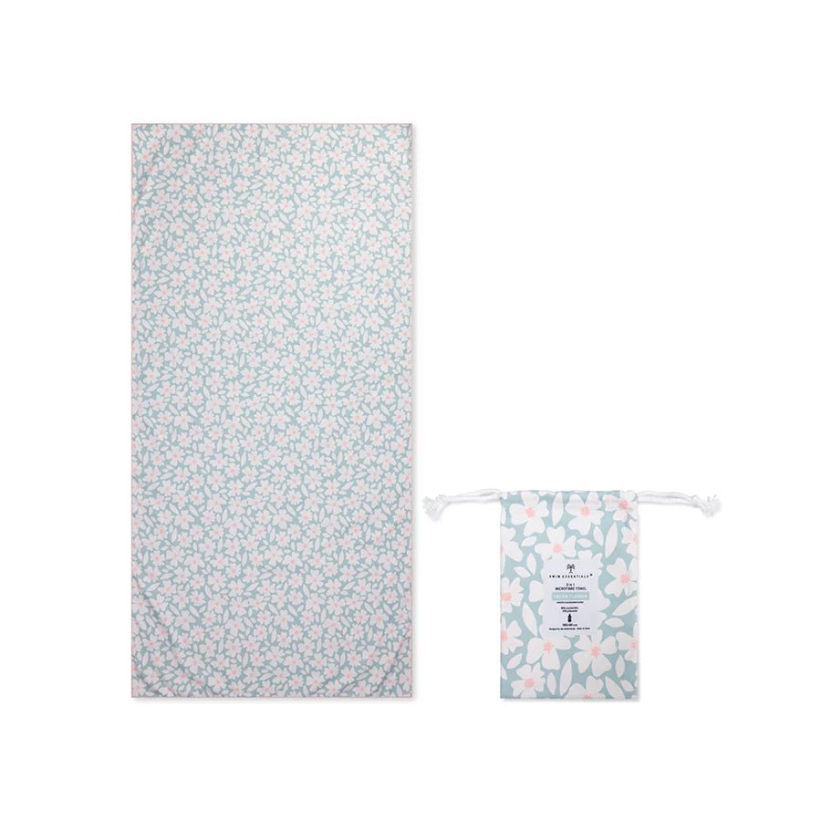 Swim Essentials - Mikrofaser Strandtuch "Green Flowers"