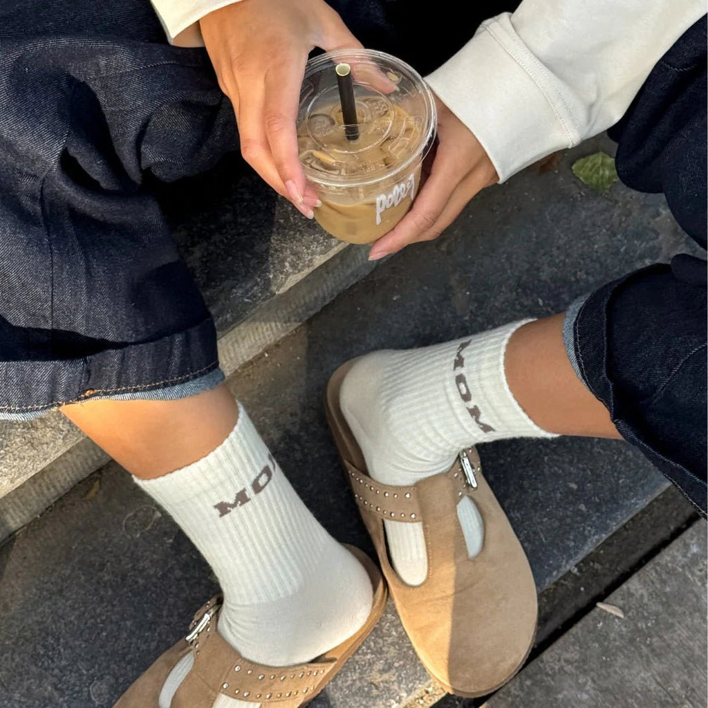 MOM College Wollsocken Taupe - Little Baby Pocket