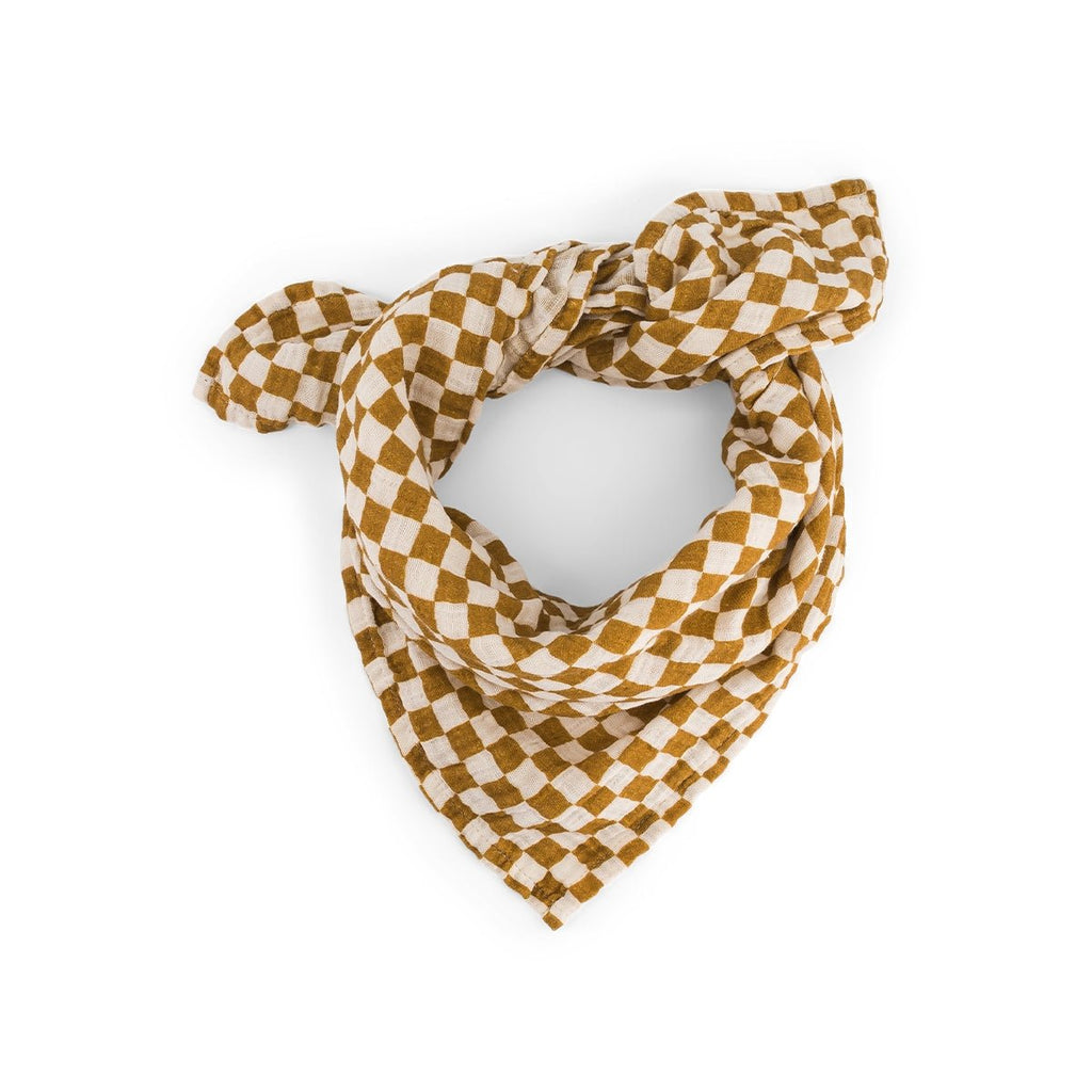 Mulltuch "Bianca Swaddle Check Ecru/ Caramel" - Little Baby Pocket