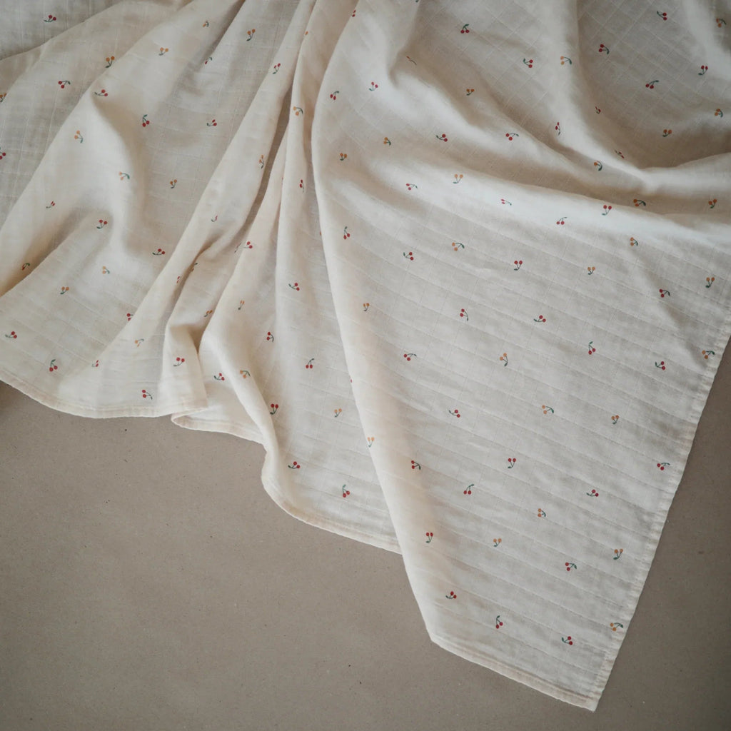 Mulltuch "Swaddle Muslin Cherries" - Little Baby Pocket