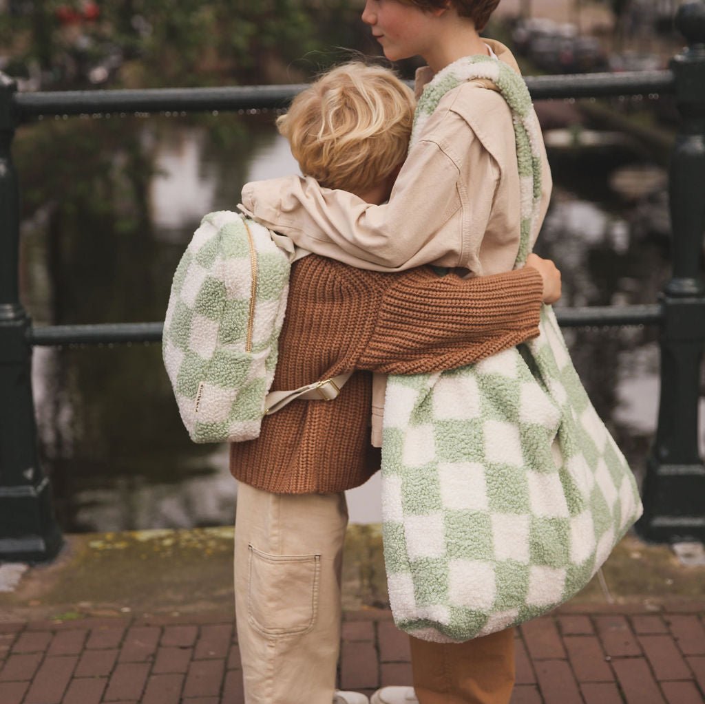 Rucksack "Mini Binibamba Pistachio Checked Teddy" LIMITED EDITION - Little Baby Pocket