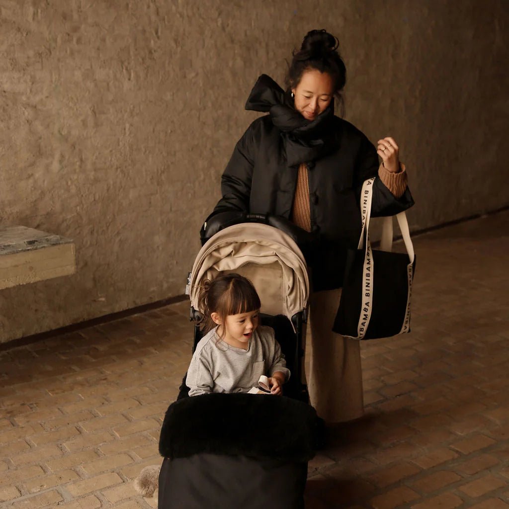 BINIBAMBA Schaffell Fußsack Puffmuff Noir - Little Baby Pocket