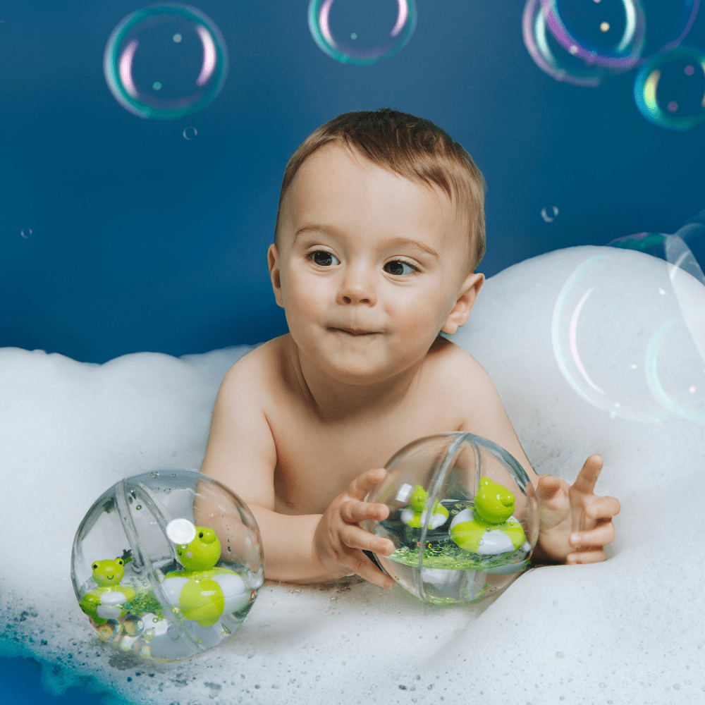 Sensorische Badewannenspielzeug Happy Bubbles Froggies - Little Baby Pocket