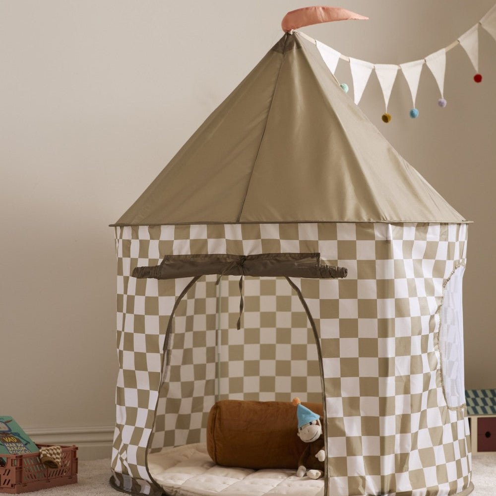 kinderzimmer kuschelecke zelt Spielzelt Kid's Concept Karo khaki – Gemütliches Kinderzelt – Little Baby Pocket
