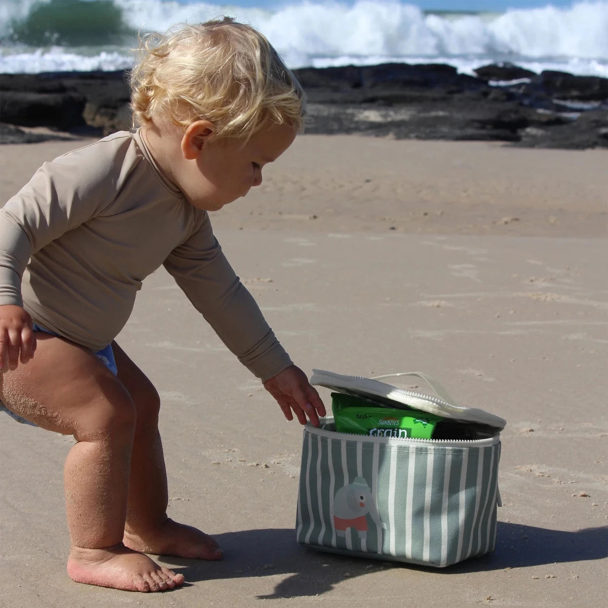 Thermo Lunchbox für Kinder – Eli the Elephant Green Stripe